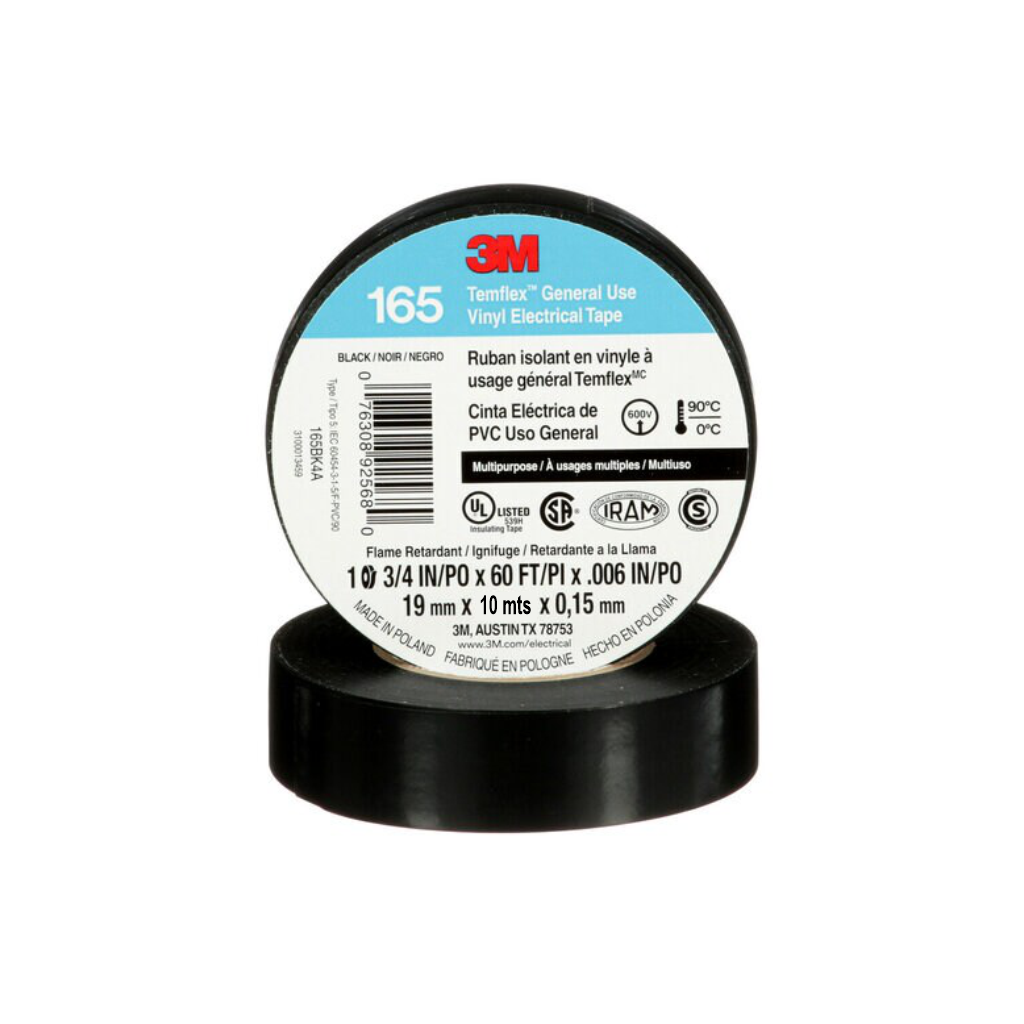 CINTA TEMFLEX 165 NEGRA DE 19MM X 5MT